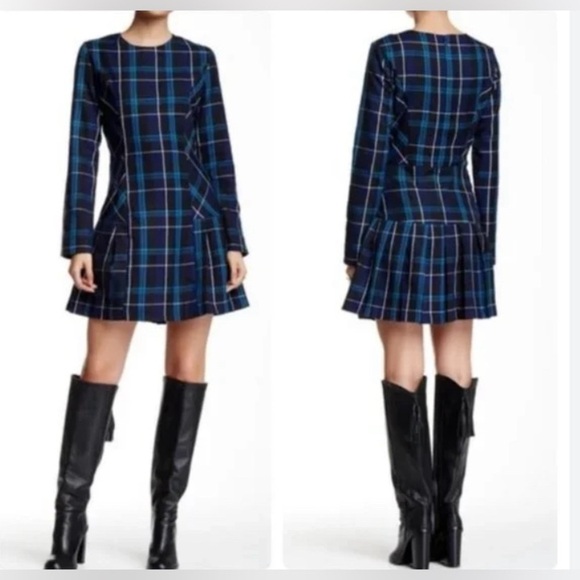 Romeo & Juliet Couture Plaid Long Sleeve Mini Dress Small Academia Preppy NWT - Picture 1 of 10